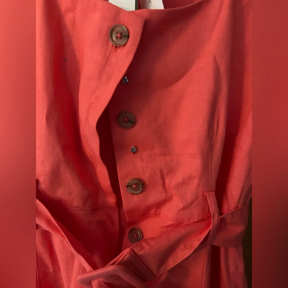 NWT Banana Republic Coral Linen Dress- Size 4P - Picture 3 of 6
